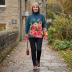 Ella™ | Jersey de punto floral de cuello alto oversize