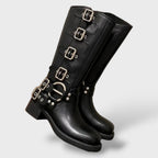 Alexa™ | Botas camperas altas de piel con hebillas