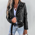 Sloane™ | Cazadora biker de polipiel con cinturón
