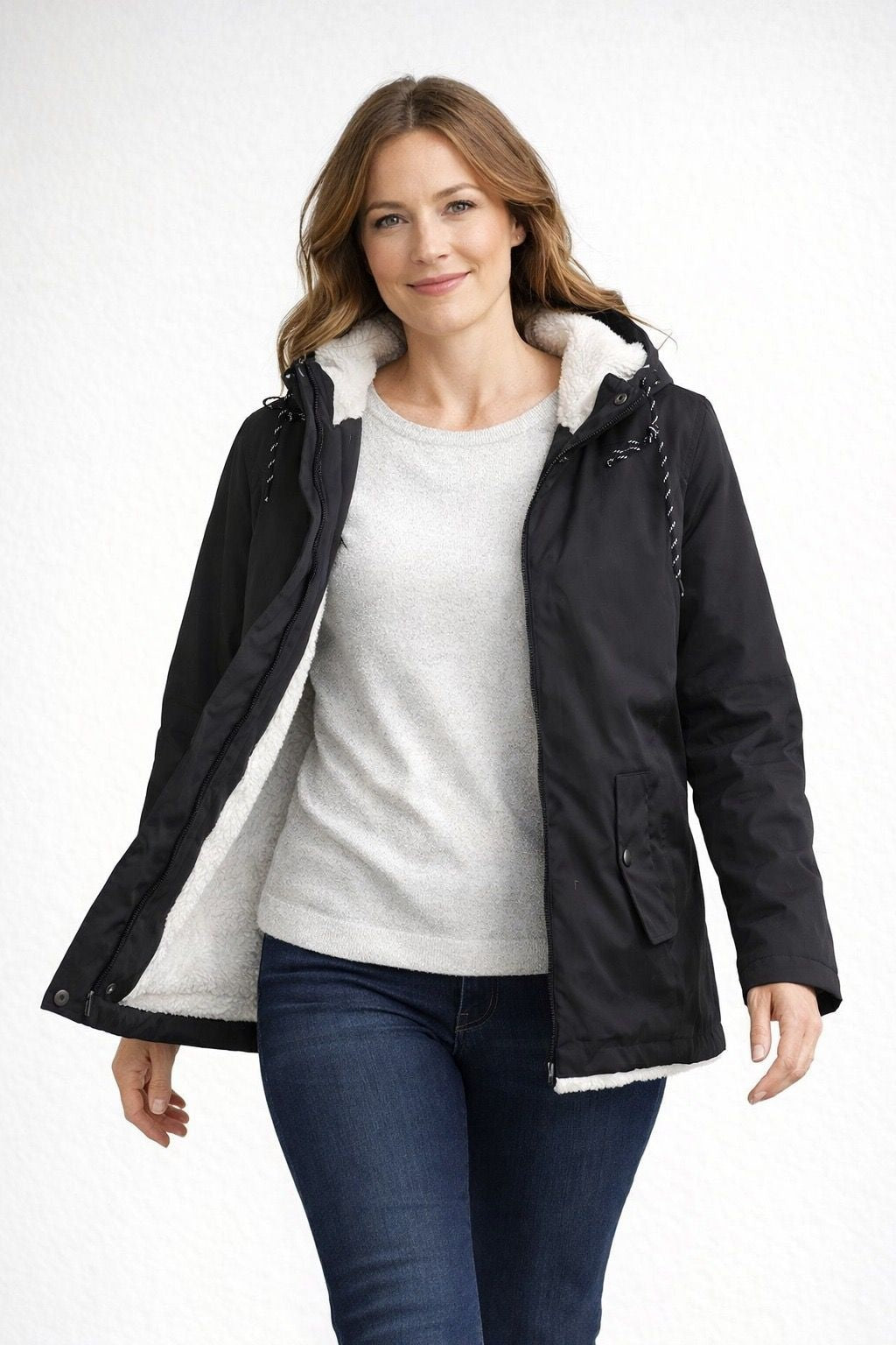 Norah™ | Chaqueta impermeable con forro de borreguito y capucha