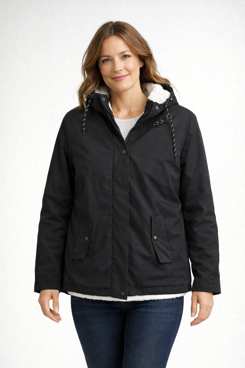 Norah™ | Chaqueta impermeable con forro de borreguito y capucha