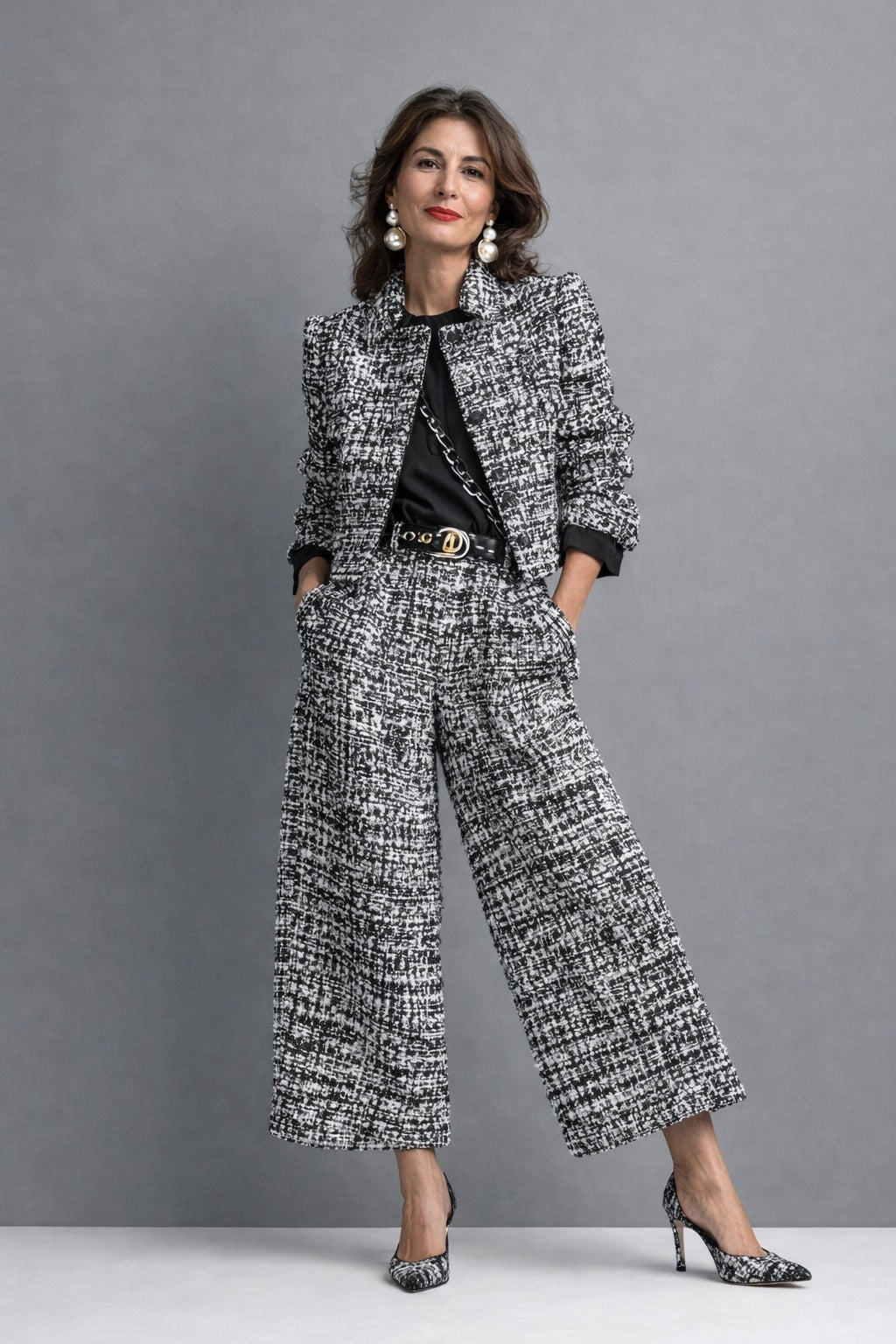 Lydia™ | Conjunto de tweed con chaqueta y pantalón culotte