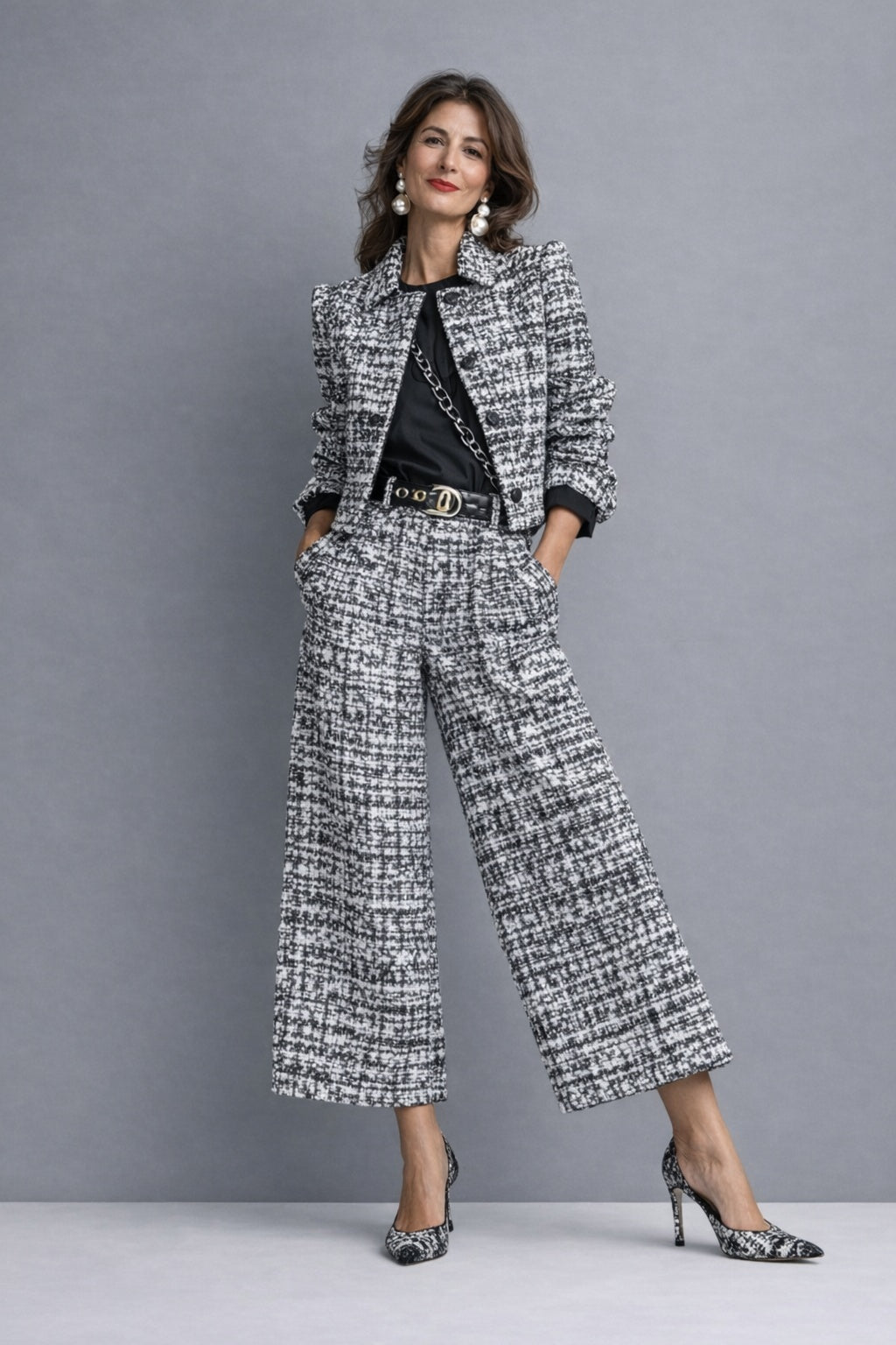 Lydia™ | Conjunto de tweed con chaqueta y pantalón culotte