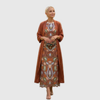 Ellie™ | Vestido midi de invitada de invierno estampado con duster a juego