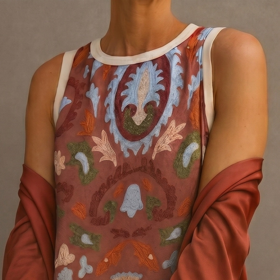 Ellie™ | Vestido midi de invitada de invierno estampado con duster a juego