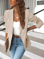 Celeste™ | Blazer de mujer con mangas fruncidas y solapa