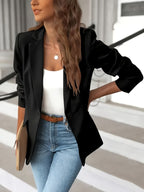 Celeste™ | Blazer de mujer con mangas fruncidas y solapa