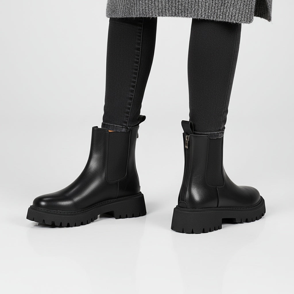 Caroline™ | Botines Chelsea con suela gruesa y punta redonda