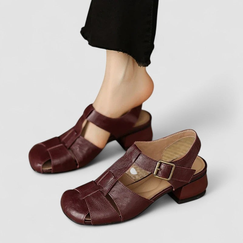 Mabel™ | Zapatos Mary Jane de piel con tacón ancho y tiras