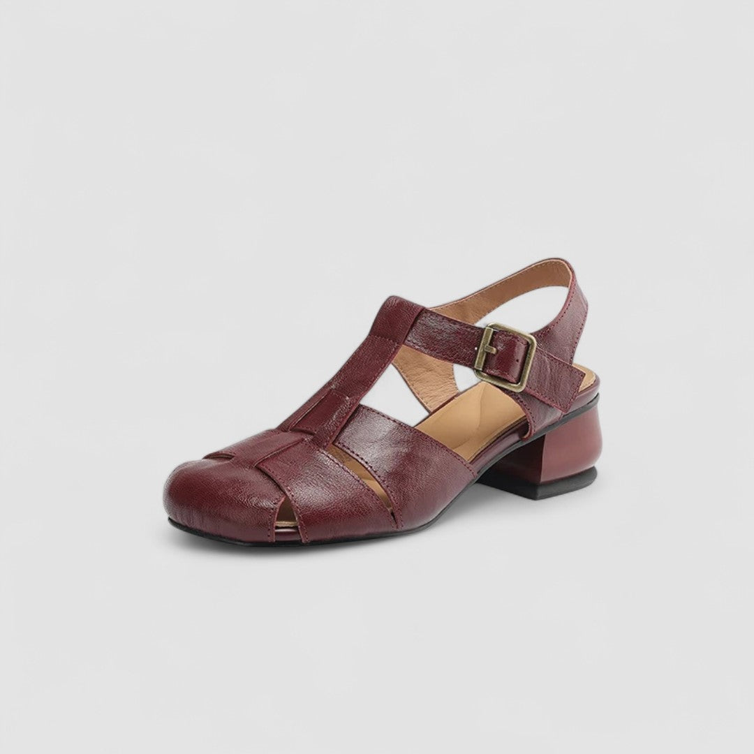 Mabel™ | Zapatos Mary Jane de piel con tacón ancho y tiras