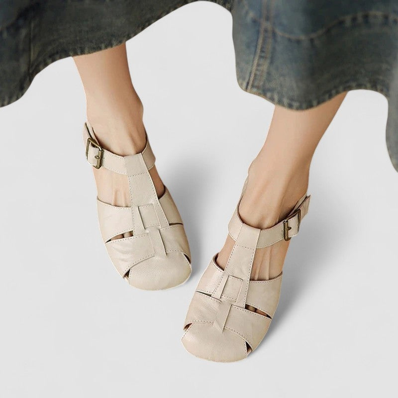 Mabel™ | Zapatos Mary Jane de piel con tacón ancho y tiras