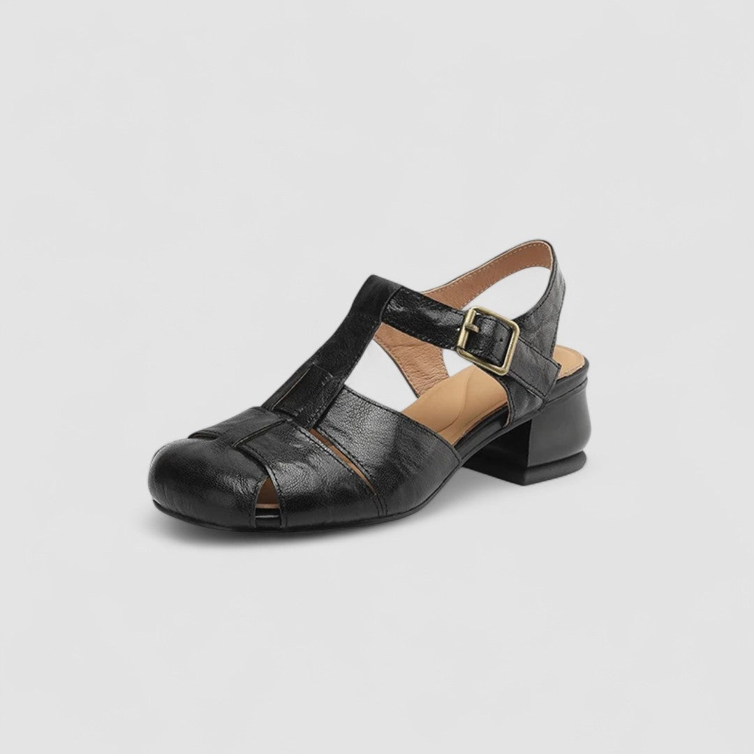 Mabel™ | Zapatos Mary Jane de piel con tacón ancho y tiras