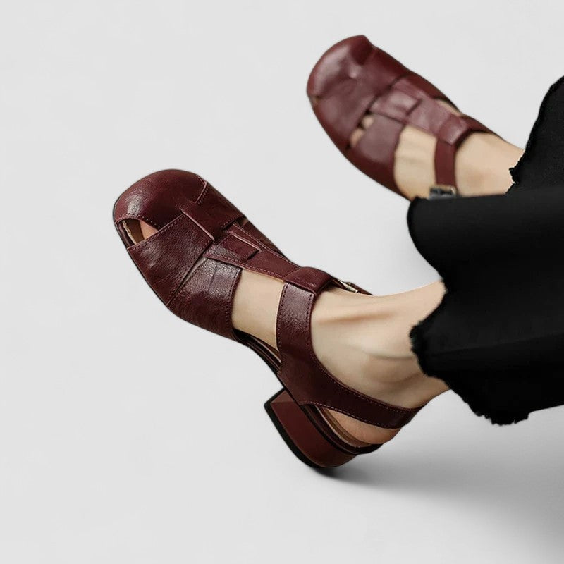Mabel™ | Zapatos Mary Jane de piel con tacón ancho y tiras