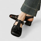 Mabel™ | Zapatos Mary Jane de piel con tacón ancho y tiras