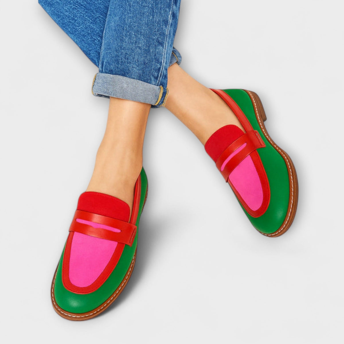 Cora™ | Mocasines colorblock de punta redonda