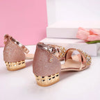 Olivia™ | Sandalias de tacón bajo con strass y correa al tobillo