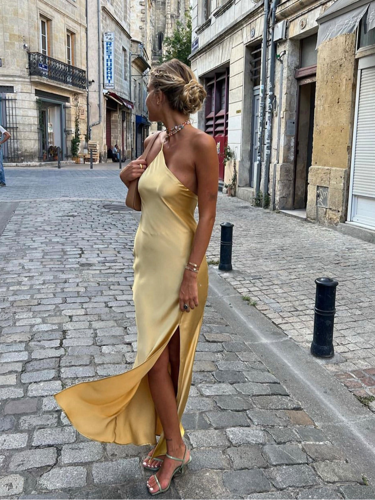 Samantha™ | Vestido largo lencero con espalda abierta