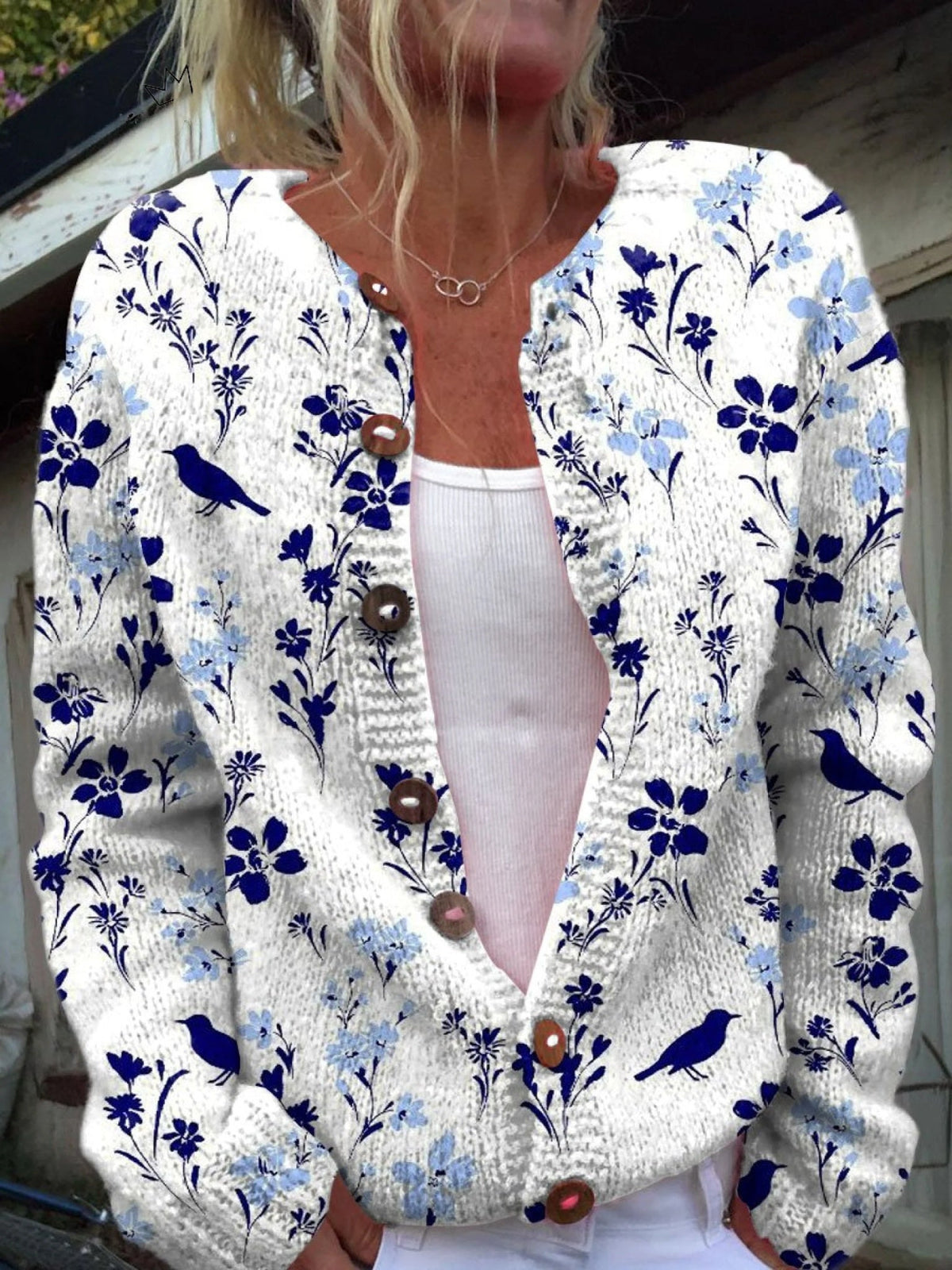 Mia™ | Chaqueta de punto con estampado floral y botones