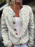 Mia™ | Chaqueta de punto con estampado floral y botones