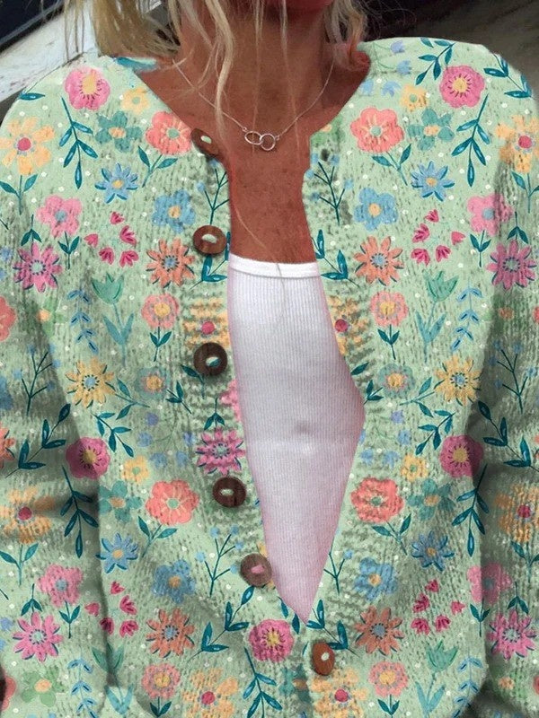 Mia™ | Chaqueta de punto con estampado floral y botones