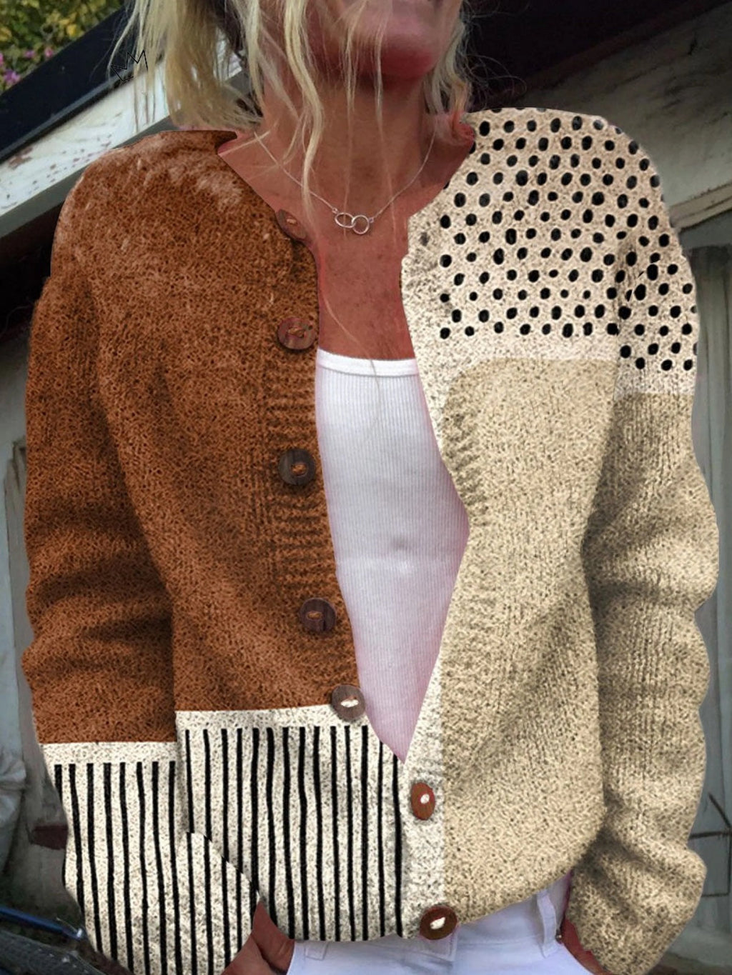 Mia™ | Chaqueta de punto con estampado floral y botones