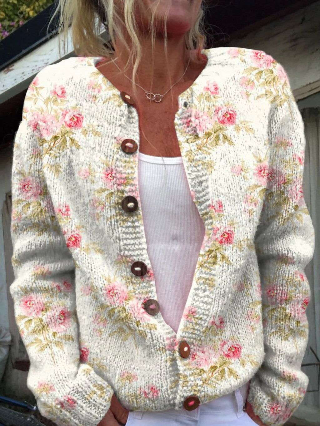 Mia™ | Chaqueta de punto con estampado floral y botones
