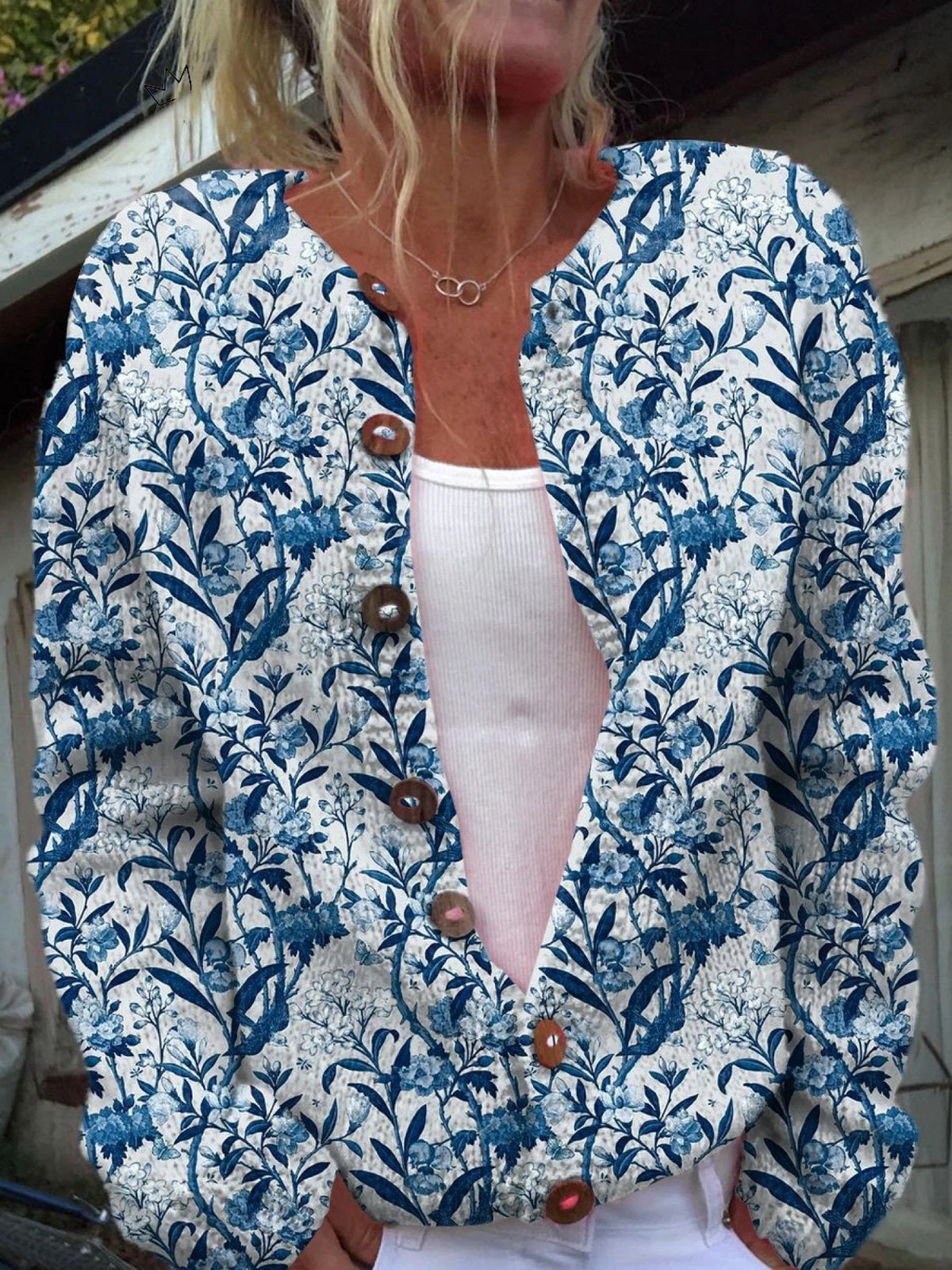 Mia™ | Chaqueta de punto con estampado floral y botones