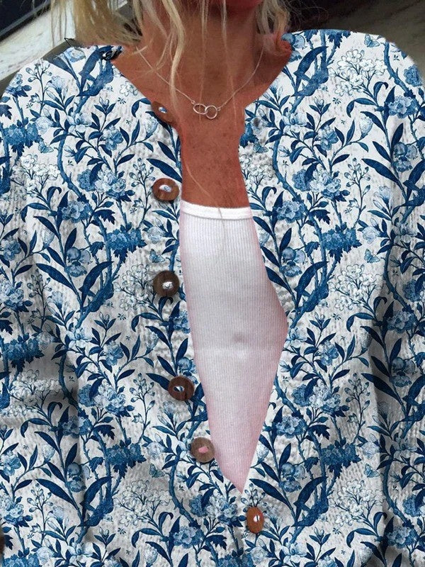 Mia™ | Chaqueta de punto con estampado floral y botones