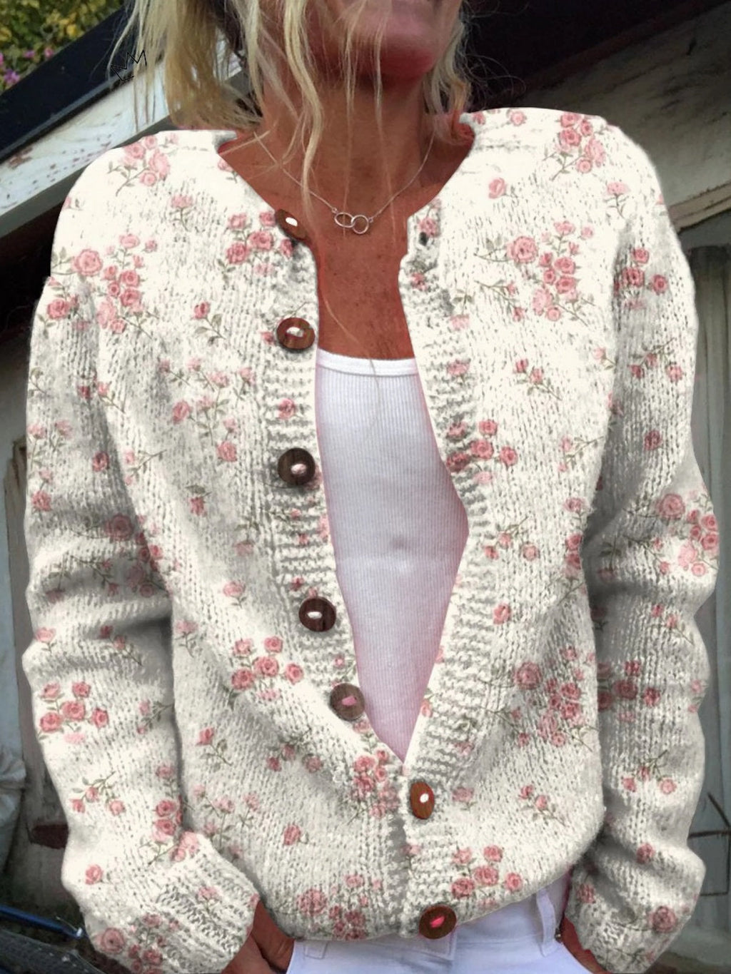 Mia™ | Chaqueta de punto con estampado floral y botones