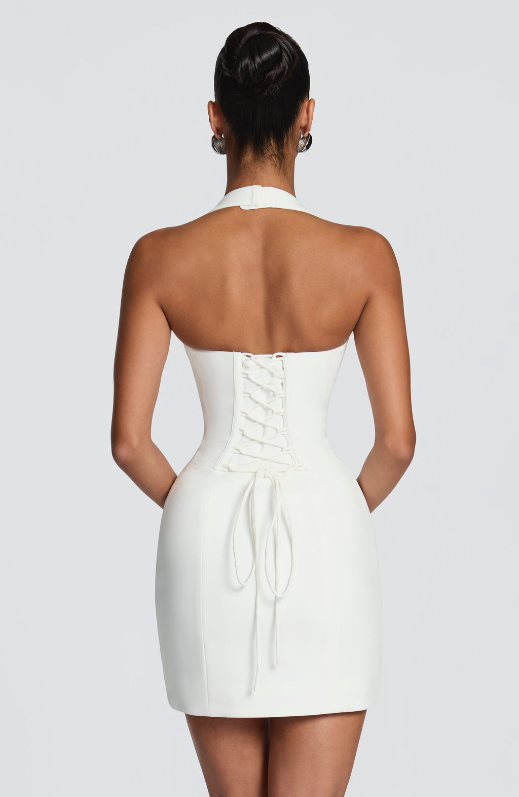 Charlotte minivestido corsé color marfil - detalle