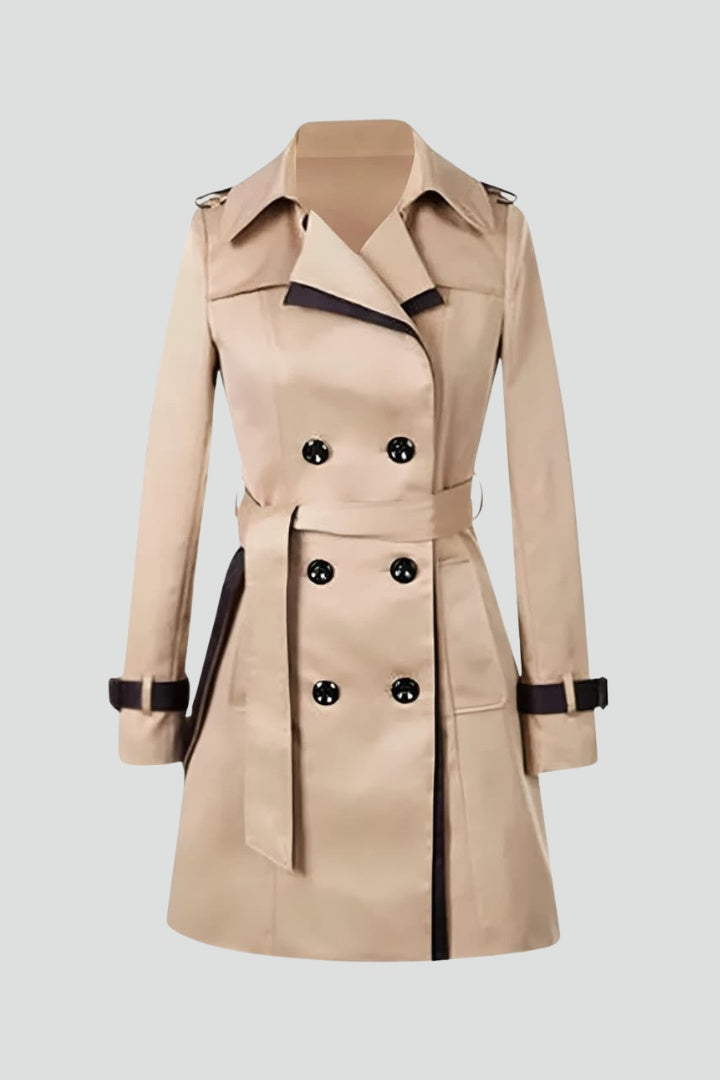 Vivian™ | Gabardina larga cruzada con cinturón