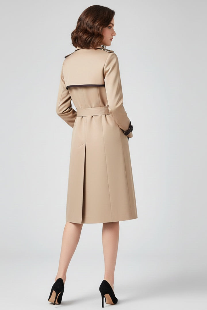 Vivian™ | Gabardina larga cruzada con cinturón
