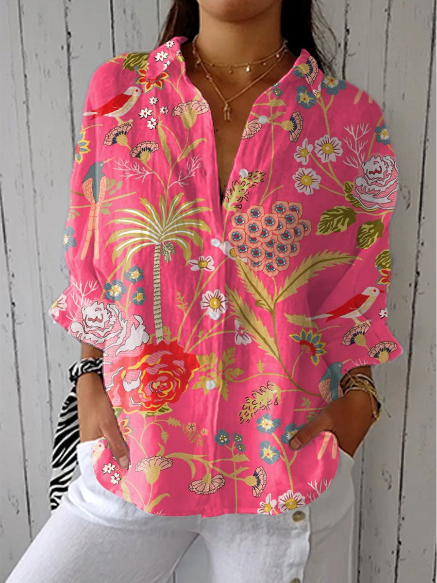 Lydia™ | Blusa estampada de otoño con escote en V