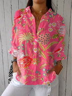 Lydia™ | Blusa estampada de otoño con escote en V