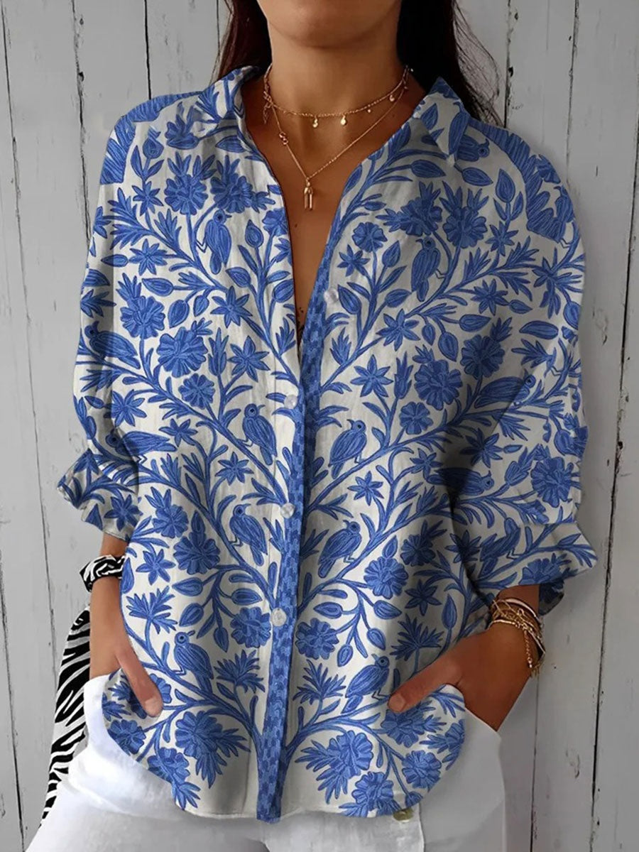 Lydia™ | Blusa estampada de otoño con escote en V