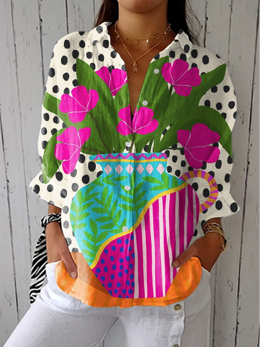 Lydia™ | Blusa estampada de otoño con escote en V