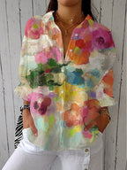 Lydia™ | Blusa estampada de otoño con escote en V