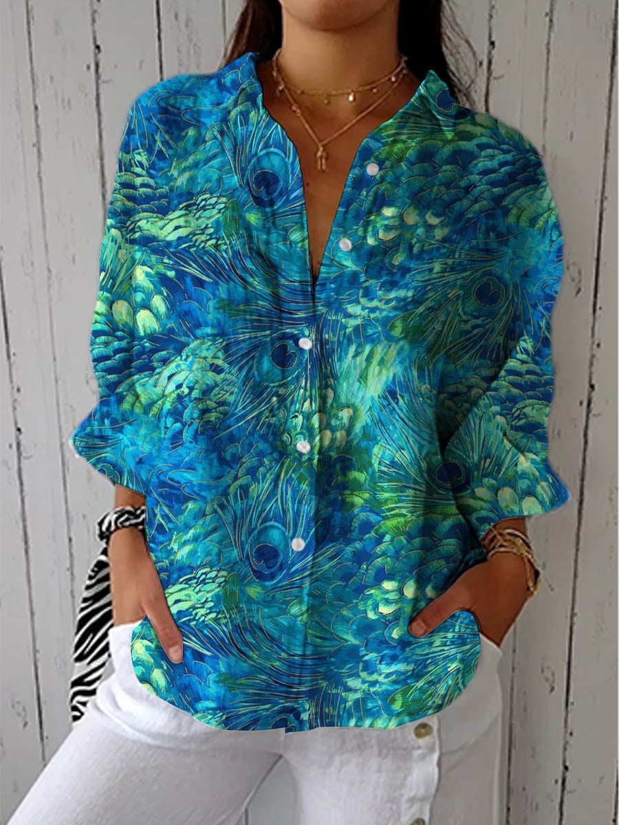 Lydia™ | Blusa estampada de otoño con escote en V