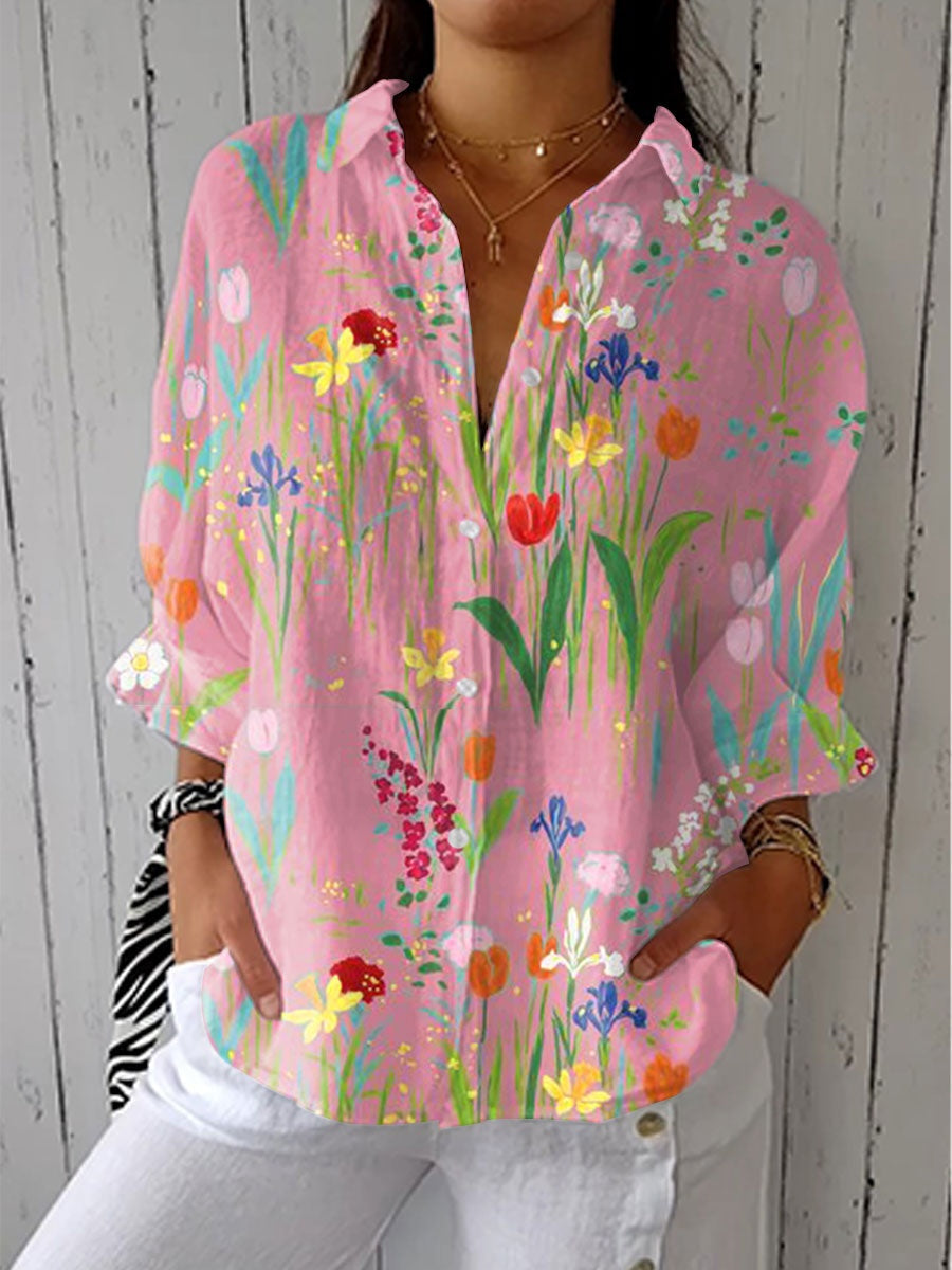 Lydia™ | Blusa estampada de otoño con escote en V