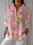Lydia™ | Blusa estampada de otoño con escote en V