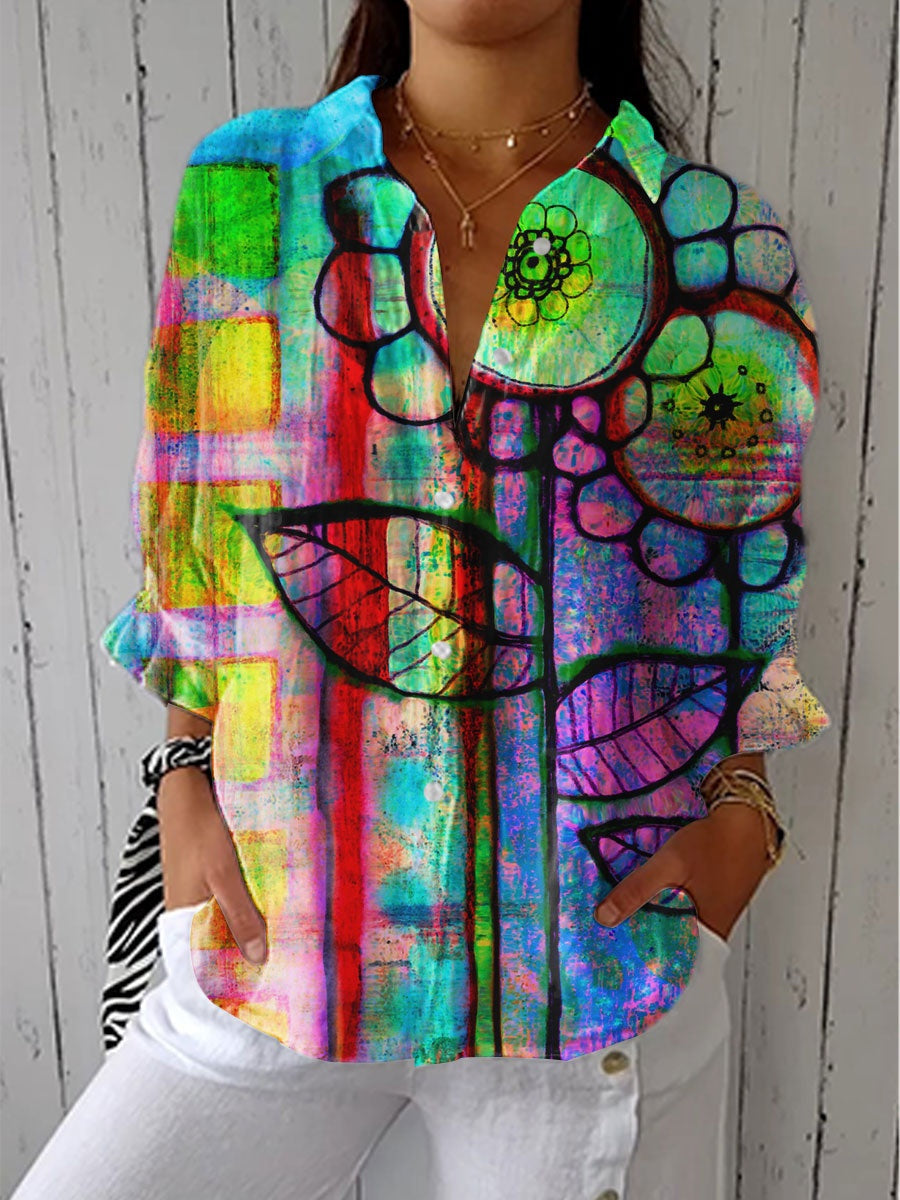 Lydia™ | Blusa estampada de otoño con escote en V
