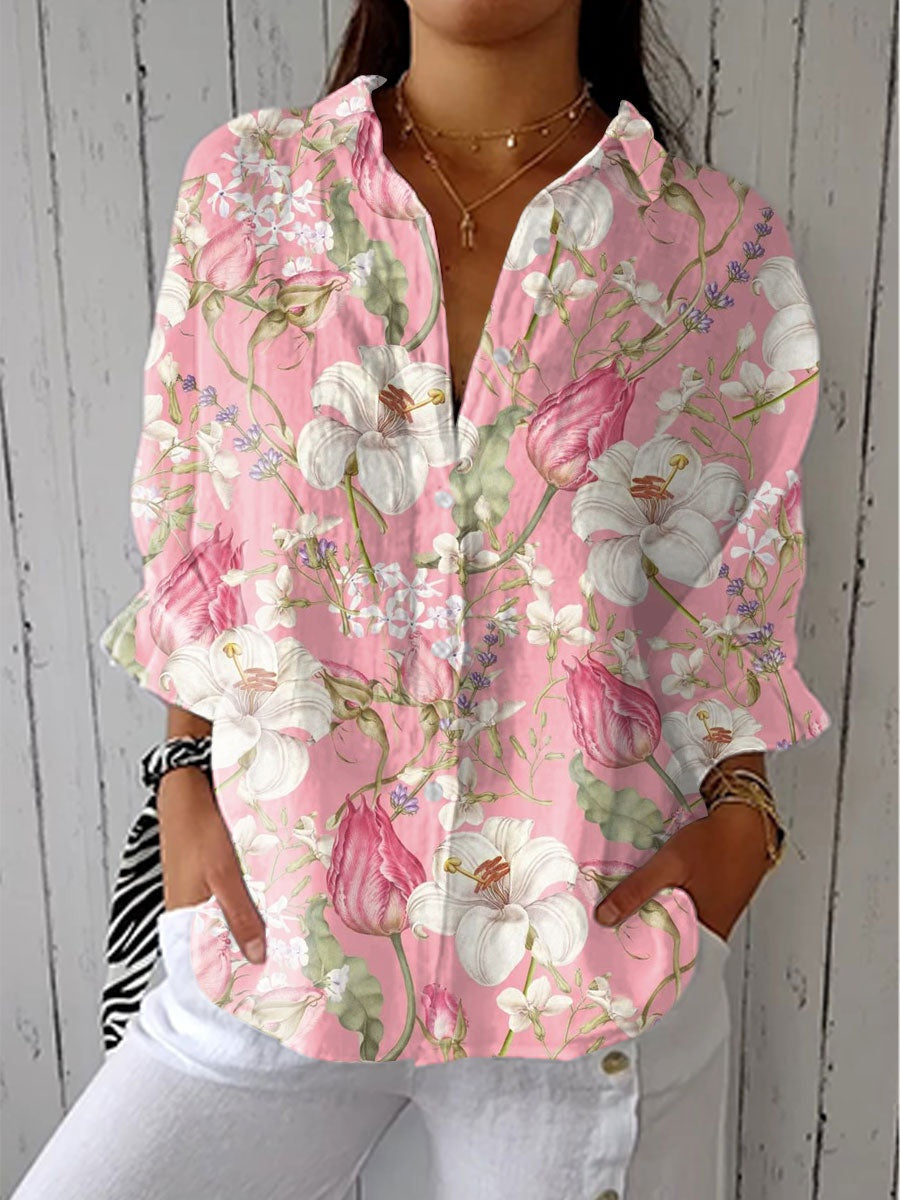 Lydia™ | Blusa estampada de otoño con escote en V