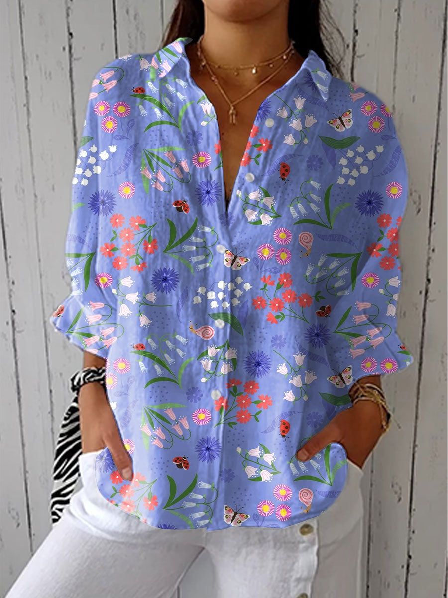 Lydia™ | Blusa estampada de otoño con escote en V
