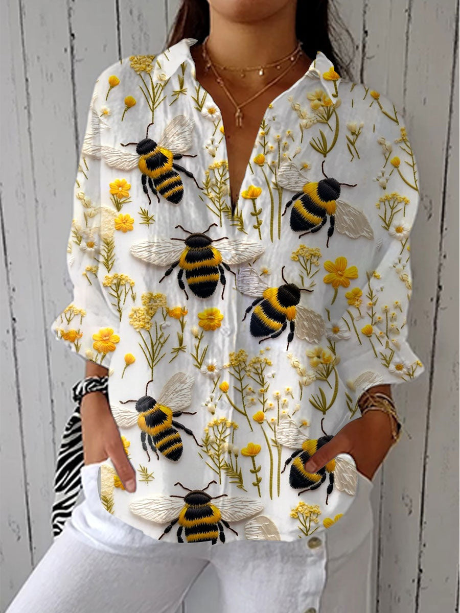 Lydia™ | Blusa estampada de otoño con escote en V