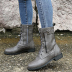 Angela™ | Botas militares planas con cordones y cremallera lateral