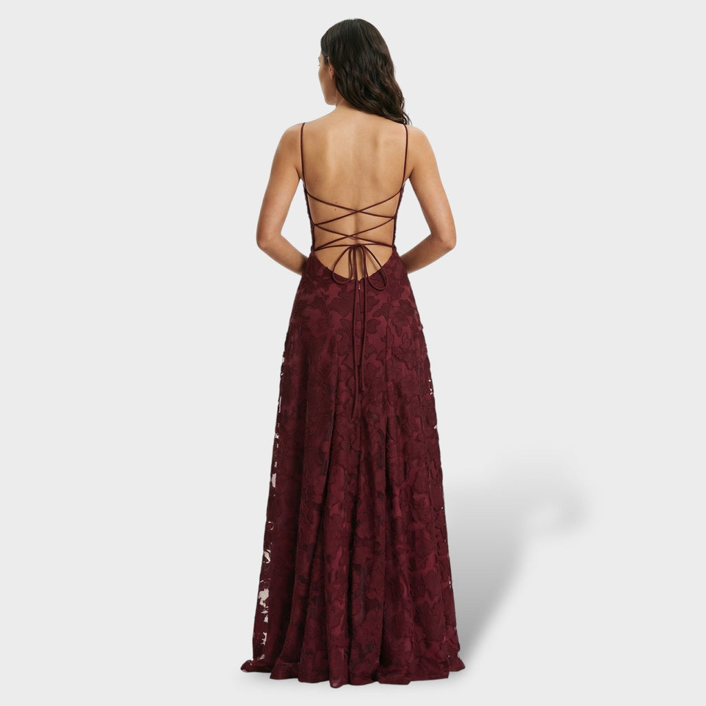 Norah™ | Vestido largo de fiesta de encaje con espalda descubierta