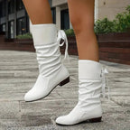 Nicole™ | Botas planas de mujer de caña media con cordones
