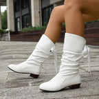 Nicole™ | Botas planas de mujer de caña media con cordones