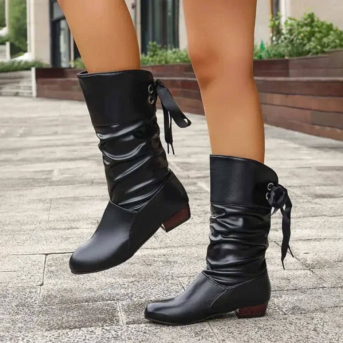 Nicole™ | Botas planas de mujer de caña media con cordones