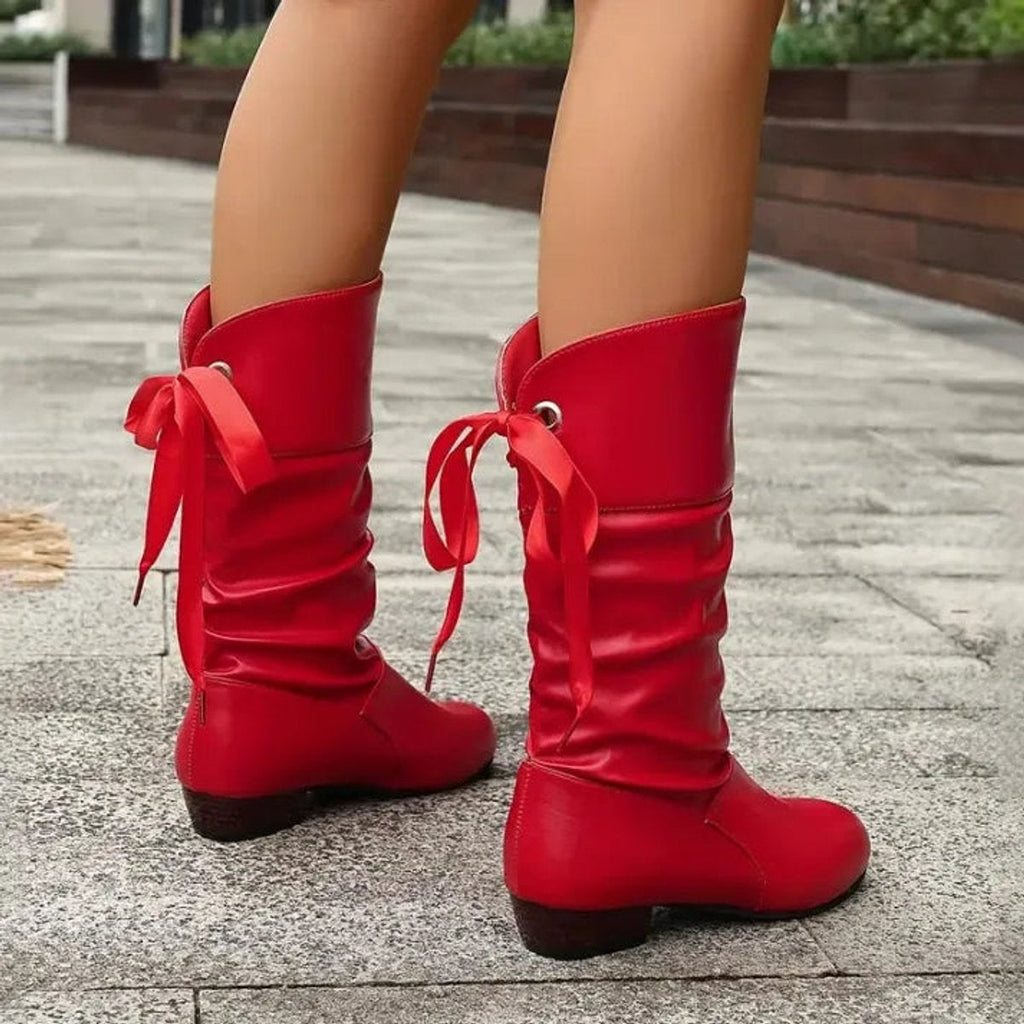 Nicole™ | Botas planas de mujer de caña media con cordones